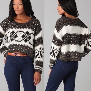 Free People Cropped Fair Isle Oversized Sweater